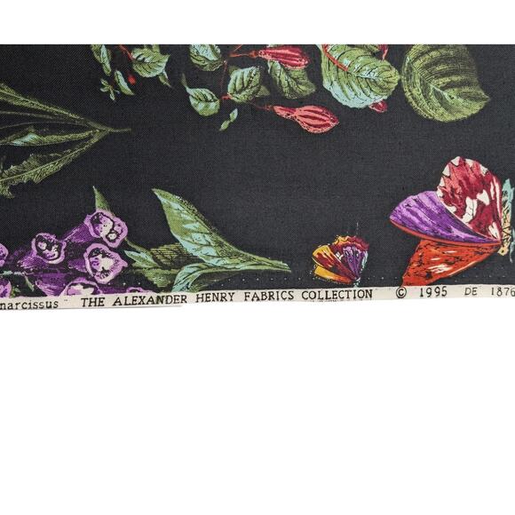 Vintage 1995 ALEXANDER HENRY FABRIC Narcissus Antique Reproduction Cotton Floral - Picture 2 of 6